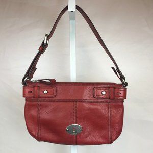 Fossil leather red shoulder bag